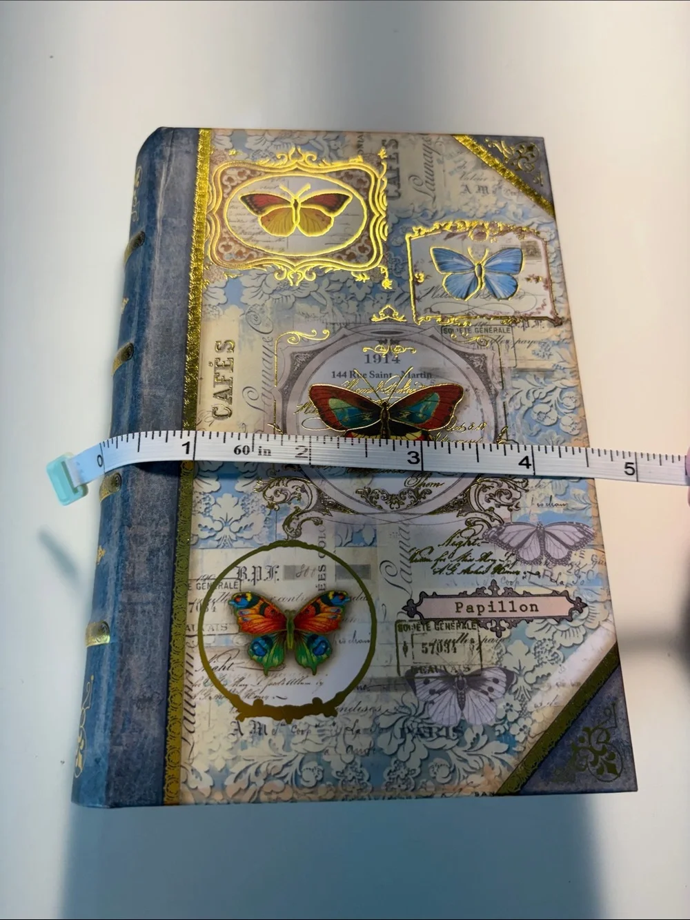 Vintage style Decorative Book Box Floral Butterfly design secret storage small b